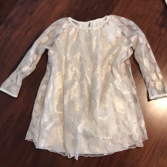 Shimmery cream long sleeved toddler dress - Picture 1 of 5